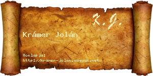 Krámer Jolán névjegykártya